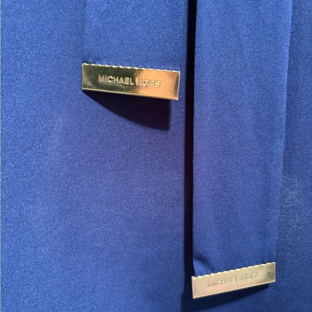 Michael Kors Navy Cape Overlay Fit & Flare Dress Size Small - Picture 3 of 7